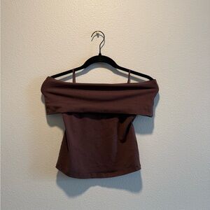 Aerie Off-Shoulder Brown Top